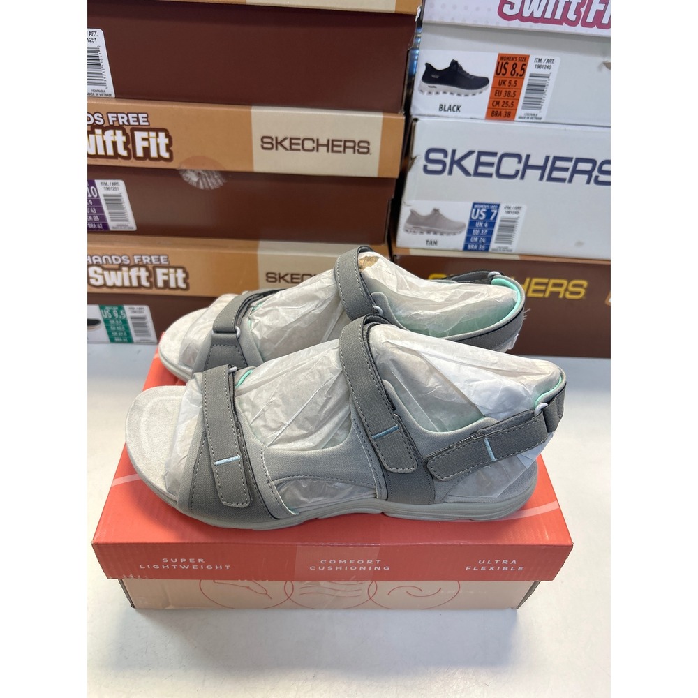 Easy Spirit Sandals Women 8W Gray SELAKE3 Triple Strap Comfort Sporty 0818